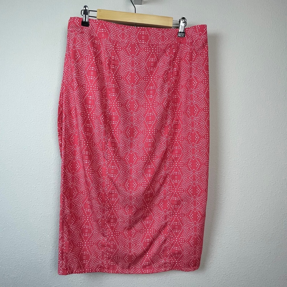RipSkirt Hawaii Wrap Midi Skirt Womens Medium Pink White Dot Stretch Travel